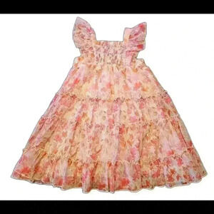 Vintage Floral Tiered Summer Dress with Ruffled Sleeves